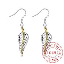 925 Sterling Silver Gold Leaf Drop Earrings Brincos For Women Wedding Fine Jewelry Gift Accessories Pendientes 2024 - buy cheap