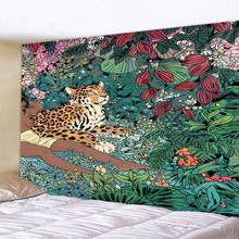 Tapiz colgante de pared con diseño creativo de animales y plantas tropicales, decoración nórdica para el hogar, sala de estar, dormitorio, pintura de tela de fondo 2024 - compra barato