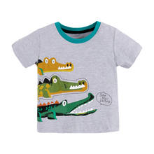 Little Maven New Summer Children Gray Three Crocodiles Appliques O-neck Short- sleeved Cotton Knitted Boys Casual Tshirts 2024 - buy cheap