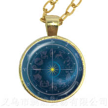 Collar de reloj del zodiaco, colgante de constelación de cabujón de cristal, joyería de cúpula de cristal, cadena de sudor, signo de estrella, regalo de horóscopo, 12 Uds. 2024 - compra barato