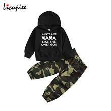 Conjunto de 2 piezas para niños de 1 a 6 años, Sudadera con capucha de manga larga con estampado de letras y pantalones Cargo de camuflaje 2024 - compra barato