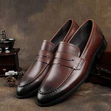Business Casual Slip-On Men Shoes Genuine Leather Dress Shoes Black Brown Wedding Shoes Mens Office Work Shoes Size 38-44 2024 - buy cheap
