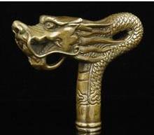 Pure Copper Brass Grandpa Good Lucky Chinese Old Handmade Carved bronze Dragon Statue Cane Walking Stick Head 2024 - buy cheap