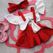 FOCUSNORM Xmas Baby Girls Princess Clothes Sets 3pcs Bowknot Off Shoulder T Shirts Tops Bib Skirts Headband 2024 - buy cheap