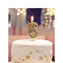 Gold Crown 0-9 Digital Numbers Cake Candles Happy Birthday Cake Topper Kids Baby Shower Favor Wedding Decorations Party Supplies 2024 - buy cheap