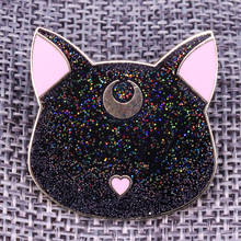 Luna Sailormoon Cat Brooch black guardian kitty Badge Usagi's Pet Pins cute cartoon character Jewelry 2024 - buy cheap