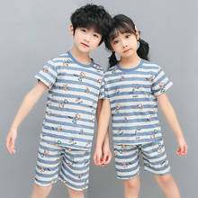 Pijamas de verano para niños y niñas, ropa de dormir de malla de algodón, Top + pantalón, 2 uds. 2024 - compra barato