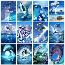 Evershine 5D Diamond Painting Dolphins Animals Diamond Embroidery Ocean Full Square Rhinestones Mosaic Crafts Home Decoration 2024 - buy cheap