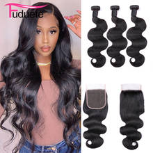 Body Wave 3 Bundles With Closure Raw Indian Hair Remy Human Hair Bundles With Closure Natural Hair Extensions Free Part Fuduete 2024 - buy cheap