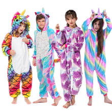 Winter Flannel Boys  Pajamas Children Hoodies Cosplay Unicorn Licorne Kigurumi Jumpsuits Kids Oneises For 4 6 8 10 12 Year 2024 - buy cheap