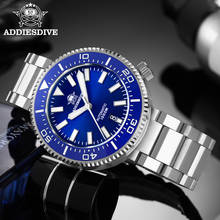 Adies relógio de mergulho masculino, relógio para mergulho 2021 m, mostrador azul, super luminoso, pulseira de aço inoxidável 316l, relógios automáticos para homens 2024 - compre barato