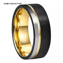 Anel de casamento dourado preto, joia de tungstênio para homens e mulheres com acabamento ranhurado e em ângulos, 8mm, ajuste confortável 2024 - compre barato