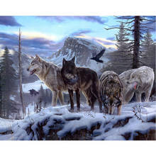 Pintura de diamantes 5D DIY, bordado de punto de cruz de animales, lobo de nieve, mosaico de diamantes, pegatinas de pared, regalo de decoración del hogar FC322 2024 - compra barato