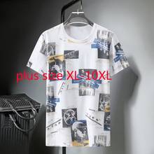 Camiseta masculina de algodão mercerizado, camiseta masculina super grande com gola em o de algodão casual e tamanho grande 2024 - compre barato