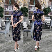 Vestido charmoso cheongsam para casamento, vestido feminino longo de cetim cheongsam cheongsam tamanho grande 6xl 2024 - compre barato