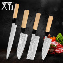 XYj 4pcs Japanese Style Kitchen Knives Set Damascus Pattern Blade Wood Handle Chef Santoku Chopping Sashimi Knife Kitchen Tools 2024 - buy cheap