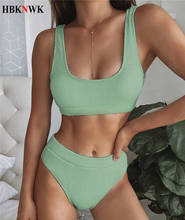 2020 New Bikinis High Waist Swimsuit Women Solid color Two-piece Swimwear Beach Swimming Suit For Women Bikini Set Bathing suit 2024 - buy cheap