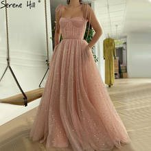 Serene Hill Pink Sparkle A-Line Evening Dresses Gowns 2021 Spaghetti Strap Sexy For Women Party Dress LA70866 2024 - buy cheap