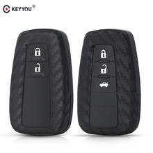 KEYYOU 2/3 Buttons Carbon Silicone Rubber Car Key Case Cover For Toyota Camry Corolla C-HR 2017 2018 Prado Prius 2024 - buy cheap