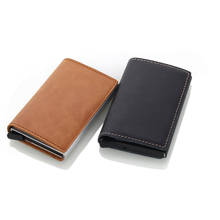 1 Piece Genuine Leather New Men Card Holder RFID Metal Credit Card Holder Anti-theft Men Wallet Automatic Pop Up Card Case 2024 - buy cheap