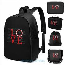 Mochila engraçada com impressão gráfica xena love usb charge, bolsa escolar masculina feminina para laptop e viagem 2024 - compre barato