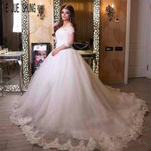 E JUE SHUNG Vintage Wedding Dresses Off The Shoulder Half Sleeves Lace Appliques Ball Gown Vestido de Noiva Robe de Mariage 2024 - buy cheap