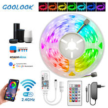 5m 10m 15m WiFi LED Strip Light RGB Waterproof SMD 5050 2835 DC12V rgb String Diode Flexible Ribbon WiFi Contoller+Adapter plug 2024 - купить недорого