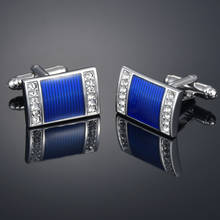 Square Crystal Blue Color Men's Cufflinks High Quality Luxury Cuff Button Wholesale Shirt Male Jewelry Gift 2024 - buy cheap