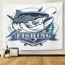 Yellow Fish Tuna Fishing White Blue and Marlin Saltwater Tapestry Wall Hanging for Living Room Bedroom Dorm 50x60 inches 2024 - buy cheap