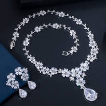 ThreeGraces Elegant Shiny Cubic Zirconia Flower Shape Dangle Earrings Necklace Bridal Wedding Prom Jewelry Set for Brides JS580 2024 - buy cheap