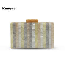 New Wallet Women Colorful Striped Acrylic Evening Bag Party Chic Clutch Purse Causal Crossbody Messenger Bag Cute Chains Handbag 2024 - buy cheap