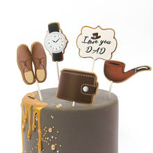 Набор бумажных топперов для торта на день рождения папы, часы-трубки, украшения для торта на день рождения папы, топперы для торта на день рождения 2024 - купить недорого