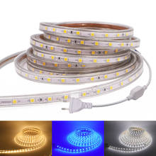 AC220V LED Strip Light 5050 60Leds Waterproof LED Ribbon Flexible Tape Stripe Light Diode Tape with EU Plug for Holiday Decor 2024 - buy cheap