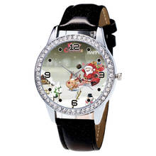 Mulheres relógio de natal diamante couro analógico quartzo vogue relógios de pulso strass colorido pulseira relógio jóias para mulher ye1 2024 - compre barato