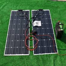 Полный комплект домашней солнечной системы 100 Вт 200 Вт 12 в 18 в гибкие солнечные панели 220 В 1000 Вт для зарядного устройства аккумуляторов 2024 - купить недорого