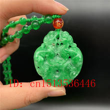 Chinese Green Jadeite Double Sided Carved Pixiu Pendant Necklace Charm Jewellery Fashion Amulet Gifts Men Sweater Chain 2024 - buy cheap