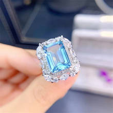 Роскошное прямоугольное кольцо с натуральным синим топазом для ювелирных изделий, женское серебряное кольцо 10*14 мм, драгоценный камень 9,5ct, Изящные Ювелирные украшения J213285 2024 - купить недорого