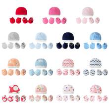 Детские мягкие хлопковые перчатки F62D, шапка и накидка на ногу, варежки для новорожденных, носки, облегающие шапки, комплект, подарки для новорожденных 2024 - купить недорого
