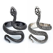 Ретро панк змея кольцо для мужчин женщин мужчин преувеличенное античное сито цвет открытие Регулируемые кольца креативное Животное Дизайн Кольца Bijoux 2024 - купить недорого