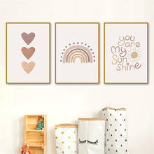You Are My Sunshine Quotes Nursery Art Print Poster Abstract Heart Rainbow Canvas Painting Boho Wall Art Picture Kids Room Decor 2024 - buy cheap
