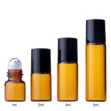 1/2/3/5ML Empty Amber Glass Roll On Bottle Cosmetic Sample Perfume Aromatherapy Refillable Roller Bottles For Essential Oils 2024 - buy cheap