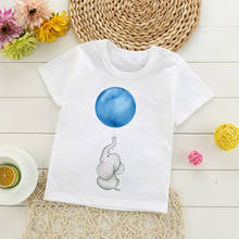 Crianças menina t camisa verão do bebê meninas ilustração topos roupas da criança crianças roupas elefante balão t-shirts de manga curta 2024 - compre barato
