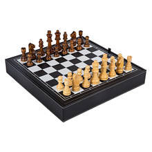 Juego de ajedrez de madera portátil Retro, tablero de ajedrez y ranuras de almacenamiento, juego de mesa 2024 - compra barato