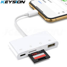 Keysion-leitor de cartão otg 4 em 1, adaptador para iphone 11 pro, max, xs max, xr, 8, 7, tf, cartão de memória, conjunto de conexão de câmera para ipad 2024 - compre barato