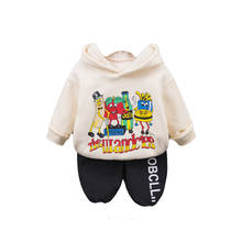 New Thicken Kids Spring Autumn Fashion Clothes Boys Baby Girls Hooded Sweater Pants 2Pcs/Sets Children Cartoon Leisure Tracksuit 2024 - buy cheap