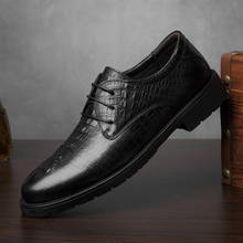 Zapatos de negocios tallados de cuero genuino para hombre, calzado Formal con patrón de cocodrilo, Oxford de lujo, Italiano 2024 - compra barato
