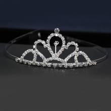 Corona de diamantes para novia, diadema nupcial, tocado de cristal plateado, broche de ceremonia para fiesta, corona con peine, HG04 2024 - compra barato