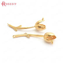 (37387)6PCS 26x6MM 24K Gold Color Brass and Zircon Flower Branch Charms Pendant Jewelry Making Supplies Diy Findings Accessories 2024 - buy cheap