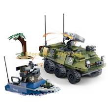 gudi  340pcs swat team armoured vehicle assault boat military city police building blocks 2  Bricks Toy 2024 - buy cheap