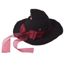 Mulheres bruxa chapéu preto gótico lolita meninas vermelho rosa floral fita pendente gravata borboleta top chapéus 2024 - compre barato